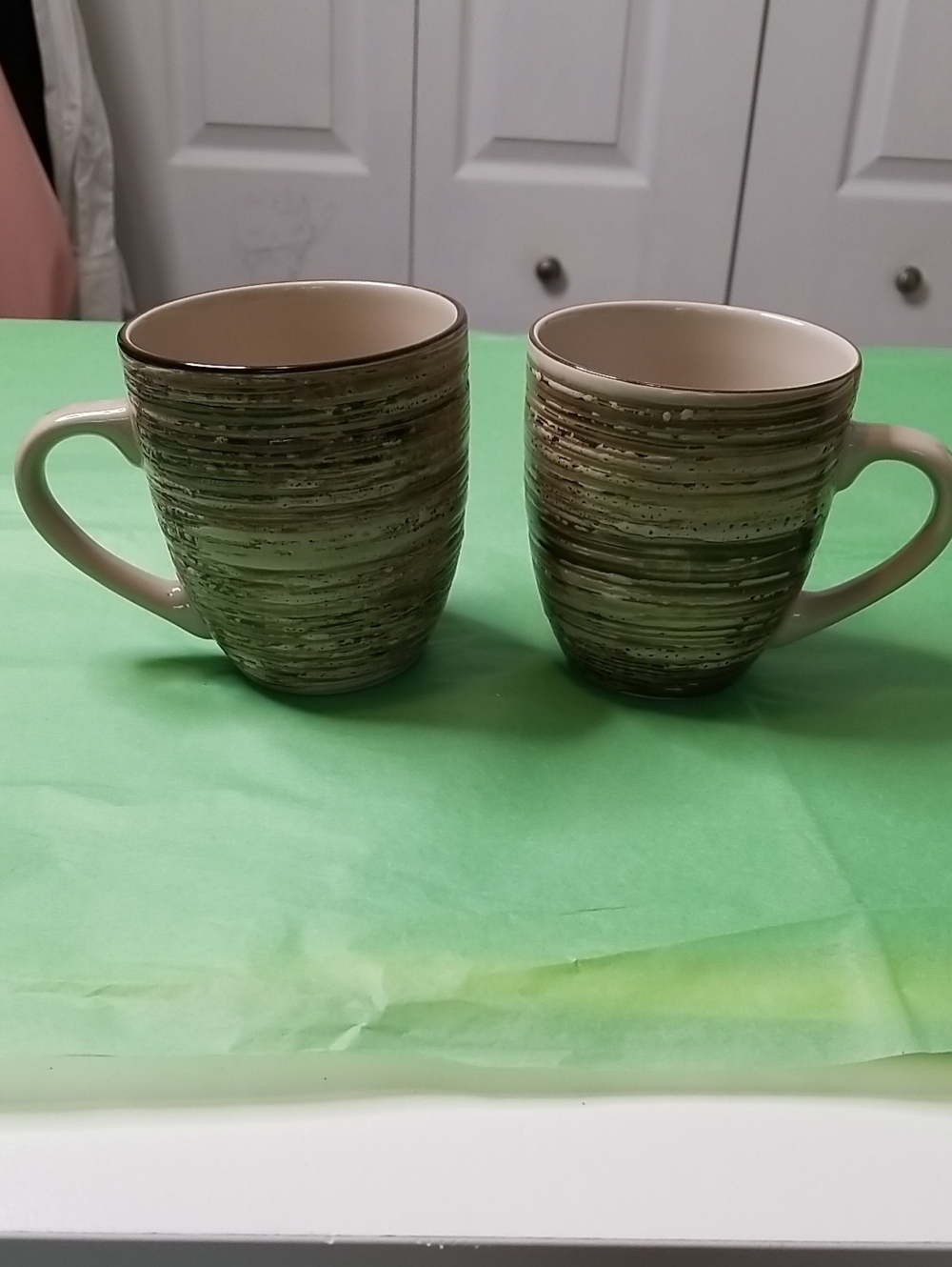 THOMPSON POTTERY (2) each ceramic Tea/Coffee mugs GUC